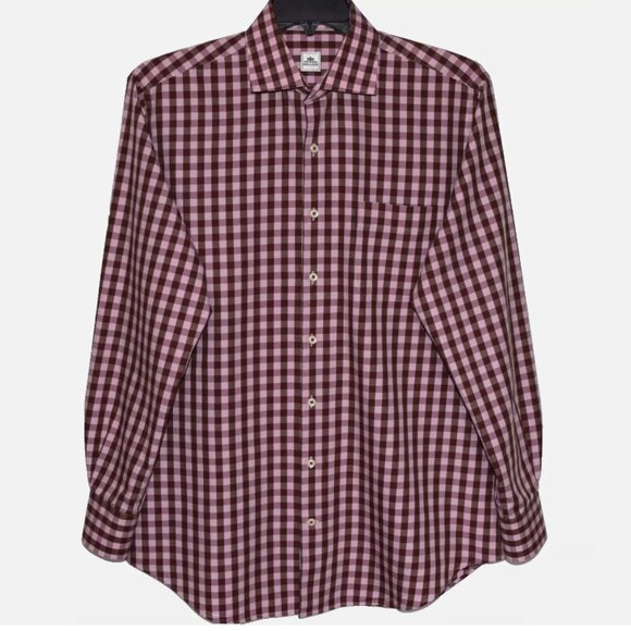 PETER MILLAR Pink Check Long Sleeve Button Down Cotton Shirt Size L - Picture 2 of 8